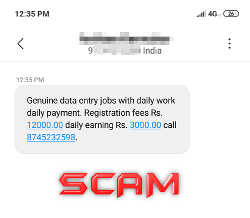 SMS Text Data Entry Jobs Fraud